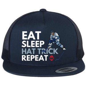 Eat Sleep Hat Trick Repeat Funny Soccer Hockey Design Gift Flat Bill Trucker Hat