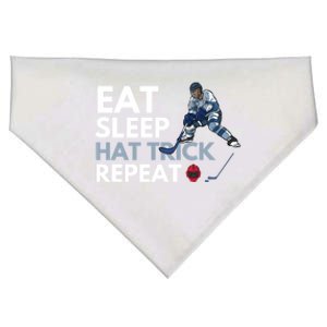 Eat Sleep Hat Trick Repeat Funny Soccer Hockey Design Gift USA-Made Doggie Bandana