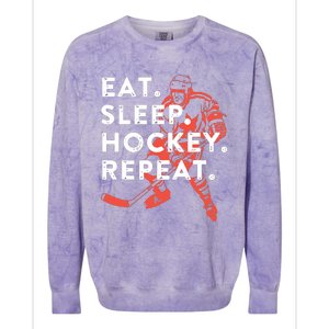 Eat Sleep Hockey Repeat Colorblast Crewneck Sweatshirt