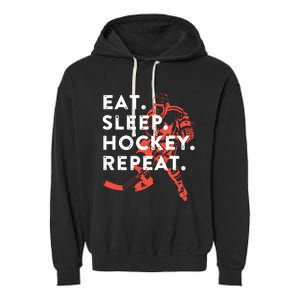 Eat Sleep Hockey Repeat Garment-Dyed Fleece Hoodie