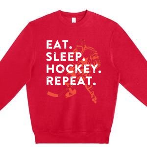 Eat Sleep Hockey Repeat Premium Crewneck Sweatshirt