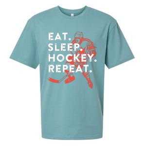 Eat Sleep Hockey Repeat Sueded Cloud Jersey T-Shirt