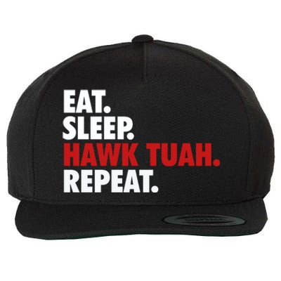 Eat Sleep Hawk Tuah Repeat Wool Snapback Cap