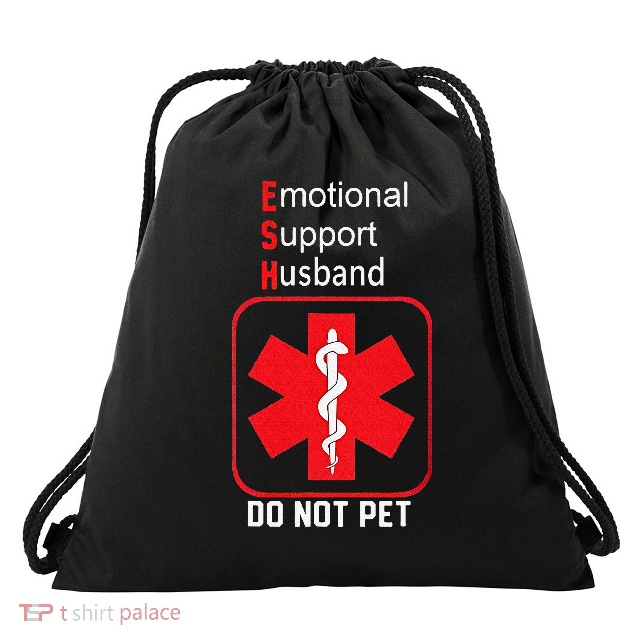 Emotional Support Husband Do Not Pet Drawstring Bag