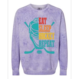 Eat Sleep Hockey Repeat Funny Hockey Player Colorblast Crewneck Sweatshirt