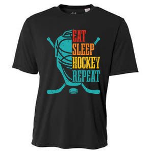 Eat Sleep Hockey Repeat Funny Hockey Player Cooling Performance Crew T-Shirt