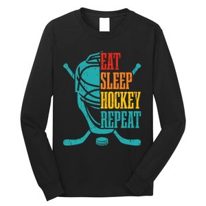 Eat Sleep Hockey Repeat Funny Hockey Player Long Sleeve Shirt