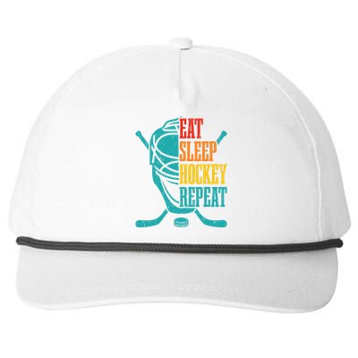 Eat Sleep Hockey Repeat Funny Hockey Player Snapback Five-Panel Rope Hat