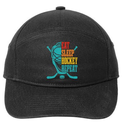 Eat Sleep Hockey Repeat Funny Hockey Player 7-Panel Snapback Hat