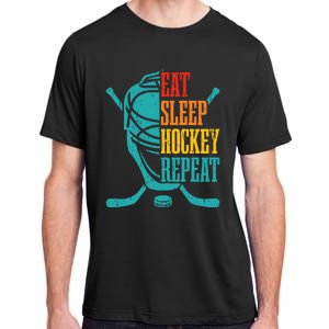 Eat Sleep Hockey Repeat Funny Hockey Player Adult ChromaSoft Performance T-Shirt