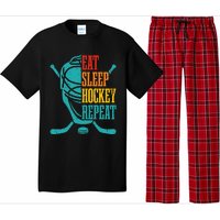 Eat Sleep Hockey Repeat Funny Hockey Player Pajama Set