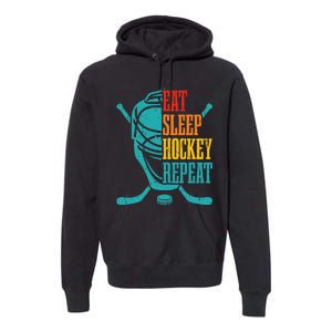 Eat Sleep Hockey Repeat Funny Hockey Player Premium Hoodie