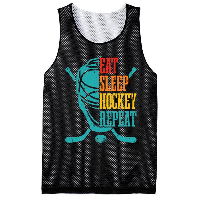 Eat Sleep Hockey Repeat Funny Hockey Player Mesh Reversible Basketball Jersey Tank