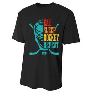 Eat Sleep Hockey Repeat Funny Hockey Player Performance Sprint T-Shirt