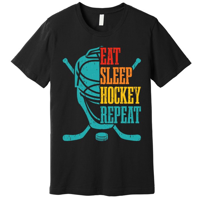 Eat Sleep Hockey Repeat Funny Hockey Player Premium T-Shirt