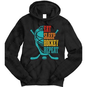 Eat Sleep Hockey Repeat Funny Hockey Player Tie Dye Hoodie