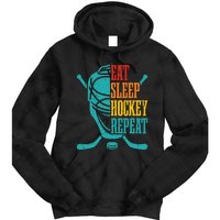 Eat Sleep Hockey Repeat Funny Hockey Player Tie Dye Hoodie