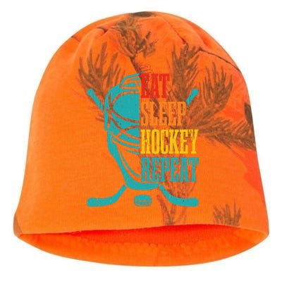 Eat Sleep Hockey Repeat Funny Hockey Player Kati - Camo Knit Beanie