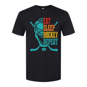 Eat Sleep Hockey Repeat Funny Hockey Player Softstyle CVC T-Shirt