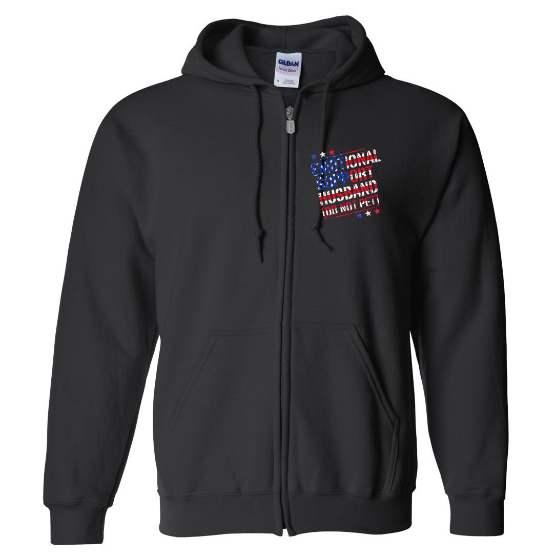 Emotional Support Husband Do Not Pet Funny Husband Full Zip Hoodie