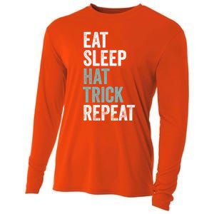 Eat Sleep Hat Trick Repeat Funny Soccer Hockey Funny Gift Cooling Performance Long Sleeve Crew