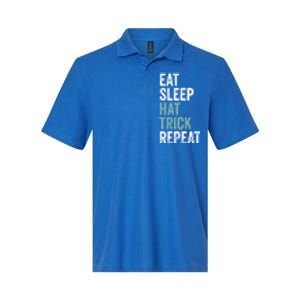 Eat Sleep Hat Trick Repeat Funny Soccer Hockey Funny Gift Softstyle Adult Sport Polo