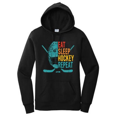 Eat Sleep Hockey Repeat Hockey Funny Ice Hockey Women's Pullover Hoodie