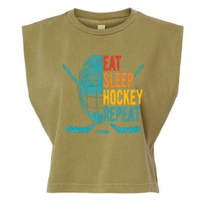 Eat Sleep Hockey Repeat Hockey Funny Ice Hockey Garment-Dyed Women's Muscle Tee