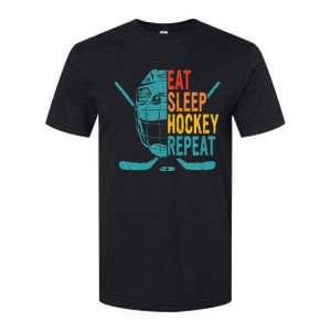 Eat Sleep Hockey Repeat Hockey Funny Ice Hockey Softstyle CVC T-Shirt