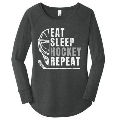 Eat Sleep Hockey Repeat Women's Perfect Tri Tunic Long Sleeve Shirt