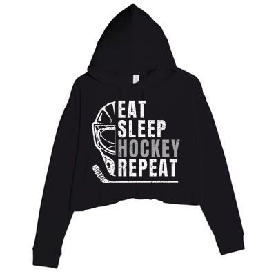 Eat Sleep Hockey Repeat Crop Fleece Hoodie