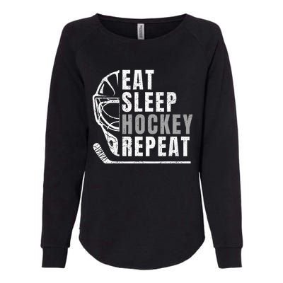 Eat Sleep Hockey Repeat Womens California Wash Sweatshirt