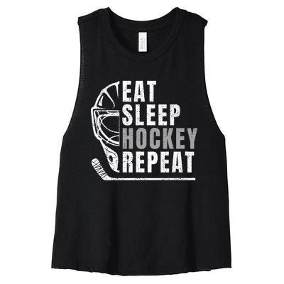 Eat Sleep Hockey Repeat Women's Racerback Cropped Tank