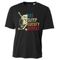 Eat Sleep Hockey Repeat Ice Hockey Retro Vintage Cooling Performance Crew T-Shirt