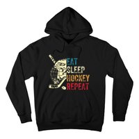 Eat Sleep Hockey Repeat Ice Hockey Retro Vintage Hoodie