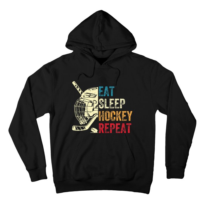 Eat Sleep Hockey Repeat Ice Hockey Retro Vintage Hoodie