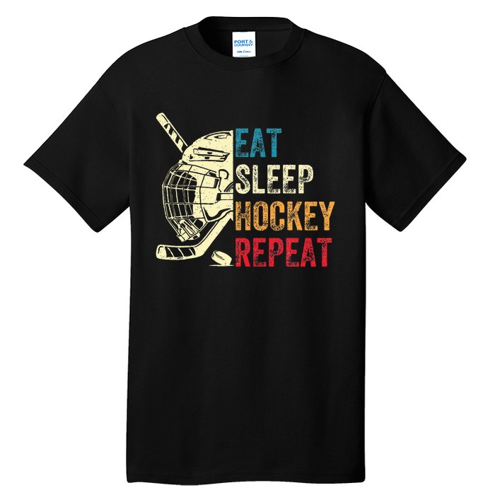 Eat Sleep Hockey Repeat Ice Hockey Retro Vintage Tall T-Shirt