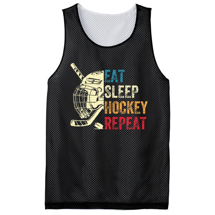 Eat Sleep Hockey Repeat Ice Hockey Retro Vintage Mesh Reversible Basketball Jersey Tank