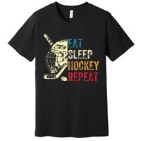 Eat Sleep Hockey Repeat Ice Hockey Retro Vintage Premium T-Shirt