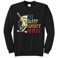 Eat Sleep Hockey Repeat Ice Hockey Retro Vintage Tall Sweatshirt