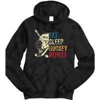 Eat Sleep Hockey Repeat Ice Hockey Retro Vintage Tie Dye Hoodie