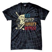 Eat Sleep Hockey Repeat Ice Hockey Retro Vintage Tie-Dye T-Shirt