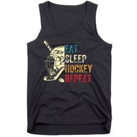 Eat Sleep Hockey Repeat Ice Hockey Retro Vintage Tank Top