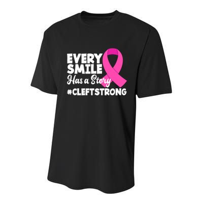 Every Smile Has A Story Cleft Lip And Palate Awareness Great Gift Youth Performance Sprint T-Shirt