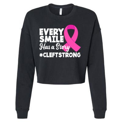 Every Smile Has A Story Cleft Lip And Palate Awareness Great Gift Cropped Pullover Crew