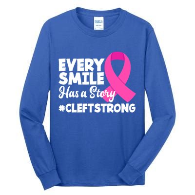 Every Smile Has A Story Cleft Lip And Palate Awareness Great Gift Tall Long Sleeve T-Shirt