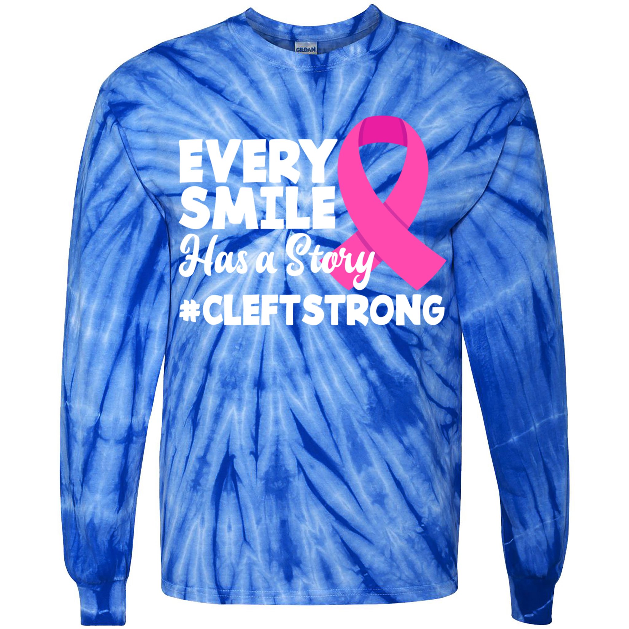 Every Smile Has A Story Cleft Lip And Palate Awareness Great Gift Tie-Dye Long Sleeve Shirt