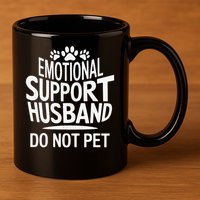 Emotional Support Husband Do Not Pet Funny Marriage Quote 11oz C Handle Ceramic Mug
