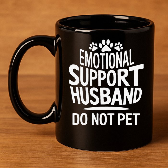 Emotional Support Husband Do Not Pet Funny Marriage Quote 11oz C Handle Ceramic Mug