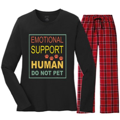 Emotional Support Human Pet Dog Owners Not Women's Long Sleeve Flannel Pajama Set 